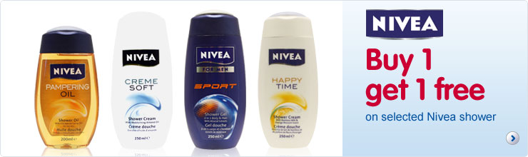 Buy 1 get 1 free on selected Nivea shower